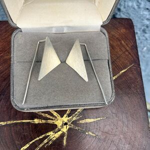 Sterling Silver Triangle Earrings Dangle Threade Womens Modern Statement Jewelry